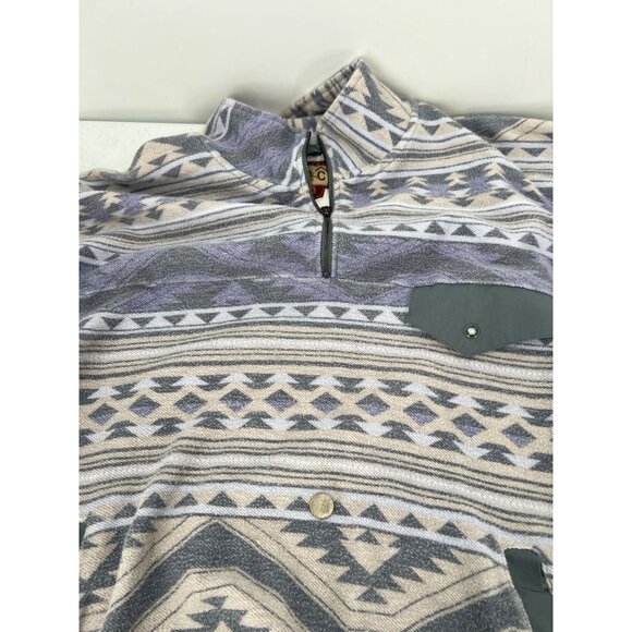 Rafter C XL Aztec Cotton Quarter-Zip Pullover Sweater Southwestern Tribal 90s - Picture 7 of 14